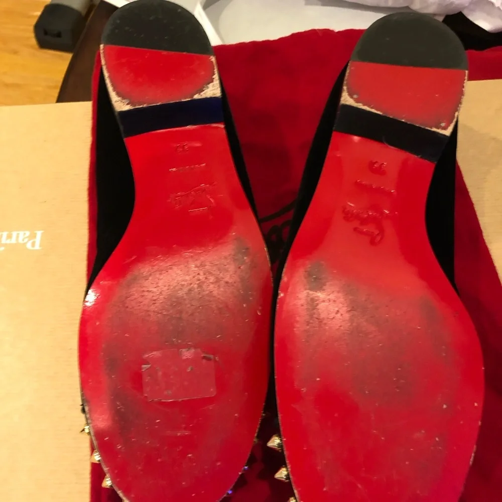 Christian Louboutin gold spikes beatiful loafers good pre own condition 39 - Picture 8 of 15